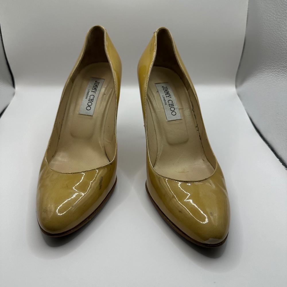 Jimmy Choo patent leather nude heels